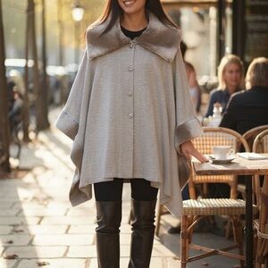 Tess Elliot- Light Beige Women's Poncho/Wrap